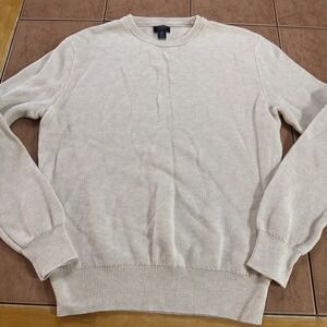 J Crew Sweater Womens Sz Med Cotton Silk Crewneck Knit Pique Casual Preppy Beige